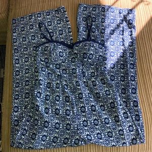 Blue & white spaghetti strapped jumpsuit